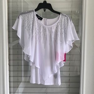 Girls White w/ Silver Sequin Shirt